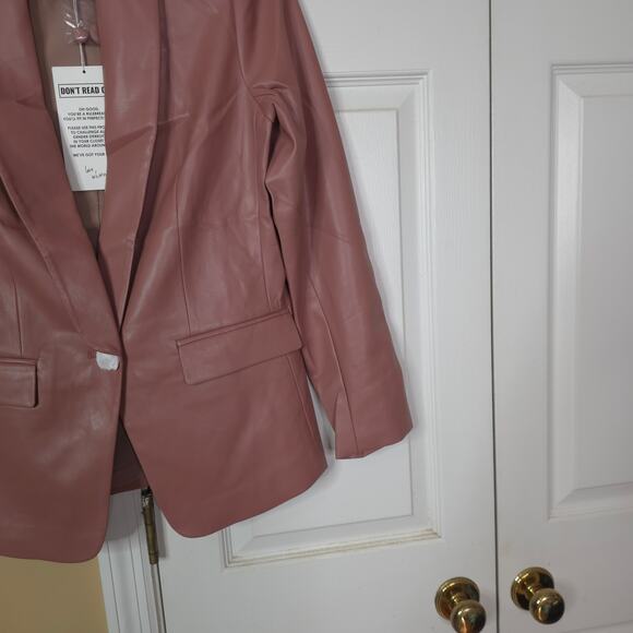Wildfang Empower Vegan Leather Tux Blazer Rose Brown Size S - Picture 4 of 9